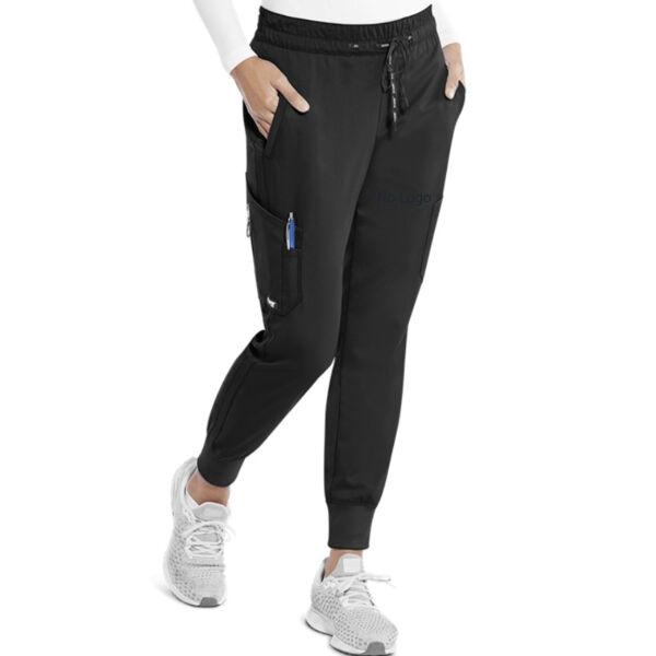 No Logo - Grey's Anatomy TALL Kira Women's 5-Pocket Modern Fit Double Cargo Knit Cuff Jogger Scrub Pants Thumbnail