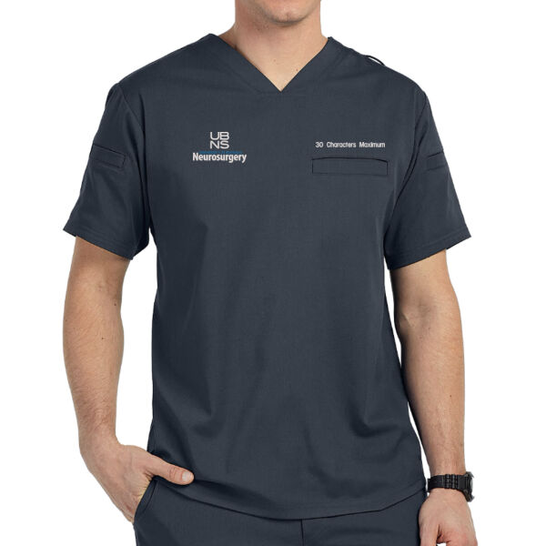 UBNS - Grey's Anatomy Men's 2 Pkt V-Neck Top +Sizes GRST079X Steel Thumbnail