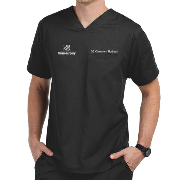 UBNS - Grey's Anatomy Men's 2 Pkt V-Neck Top Black GRST079 Thumbnail